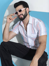 Striped Half Sleeve Cotton Lycra Shirt For Men