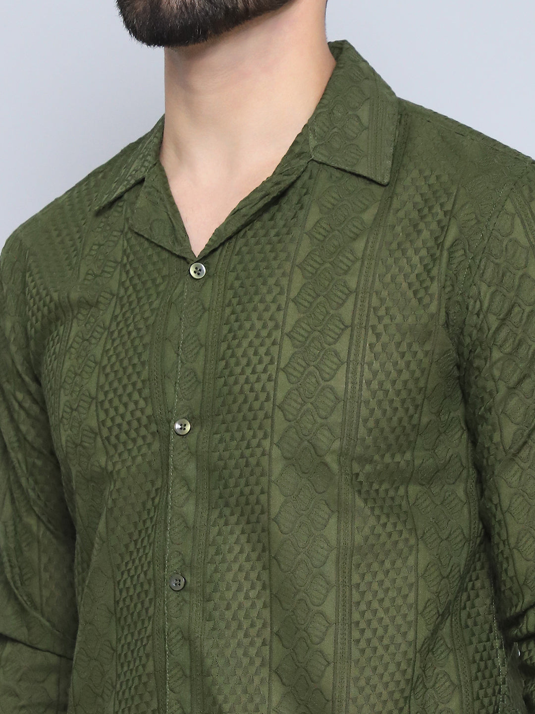 Mens Embroidered Cotton Casual Shirt
