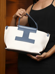 The Riviera-Daze Hand Bag - Aegean Blue & Cream White