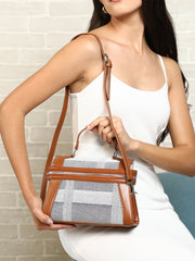 حقيبة يد إبيستولا - بني فاتح وأسود داكن