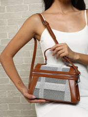 حقيبة يد إبيستولا - بني فاتح وأسود داكن