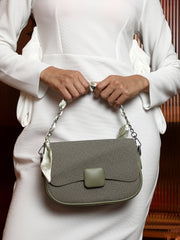 حقيبة يد منحنية مضلعة - أخضر زيتوني