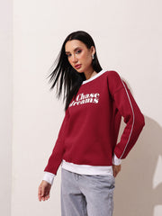 Contrast Neck Sweatshirt