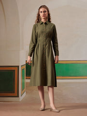 women shirt dress with figure enhancing waist