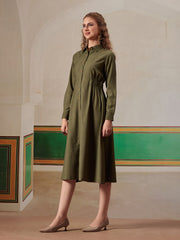 women shirt dress with figure enhancing waist