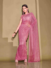 Tikhi Imli - Ready To Wear Pink Lycra Foil Saree with Unstitched Blouse