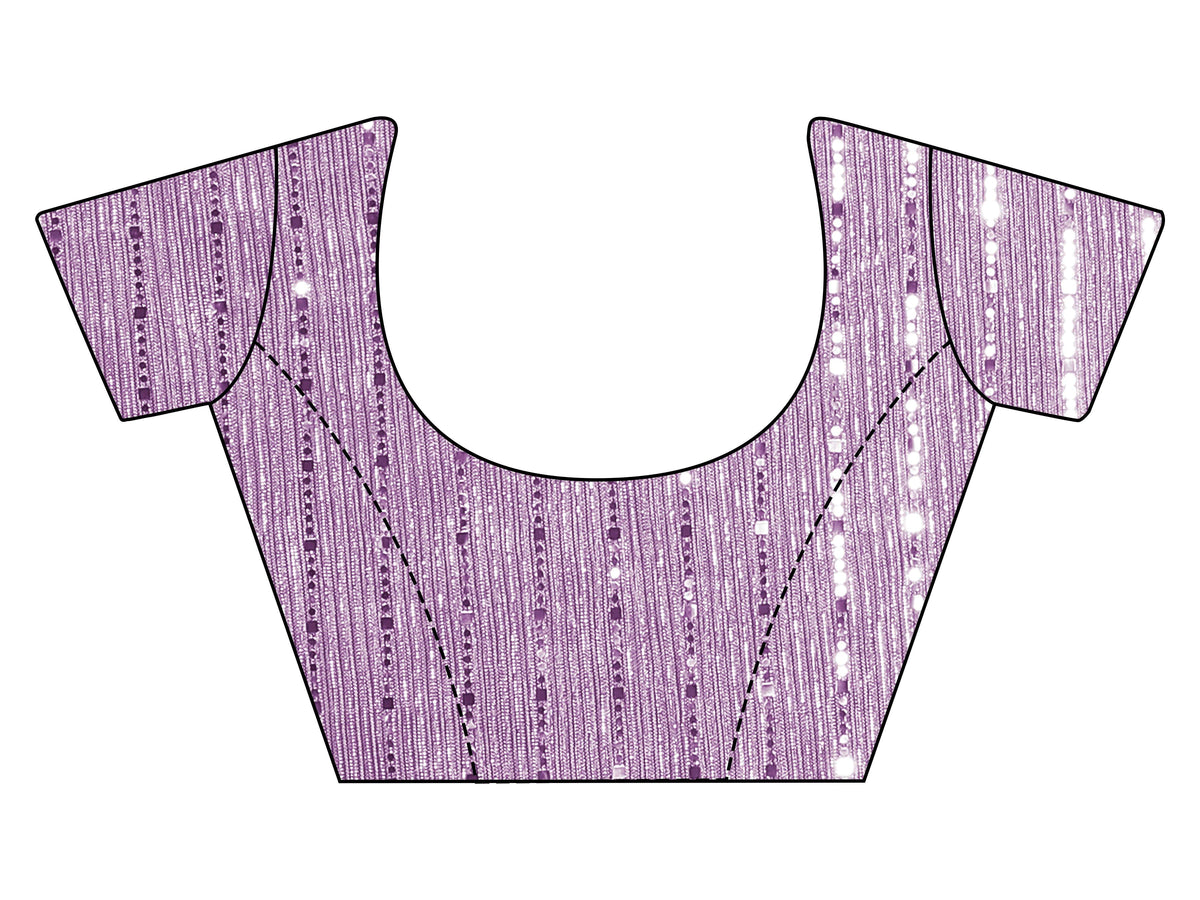 Tikhi Imli - Ready To Wear Lavender Lycra Foil Saree with Unstitched Blouse