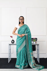 Tikhi Imli - Ready to wear green colored printed poly cotton saree