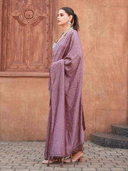 Ready to wear onion pink colored saree with embellished jari work