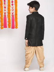 Vastramay - Boys Black And Rose Gold Indowestern Set