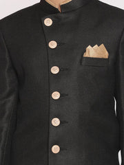 Vastramay - Boys Black And Rose Gold Indowestern Set