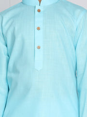 Vastramay - Boys' Aqua And White Kurta Pyjama Set