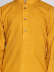 Vastramay - Boys' Mustard And White Kurta Pyjama Set