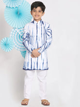 Vastramay - Boys' Blue And White Kurta Pyjama Set