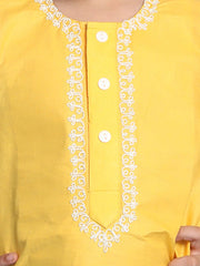 Vastramay - Boys' Yellow and White Kurta Pyjama Set