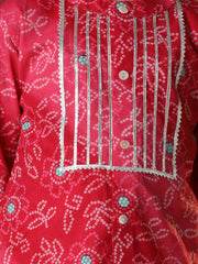 Vastramay - Infant Boys' Pink And White Cotton Kurta and Pyjama Set