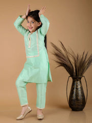 Vastramay - Girls Mirror Work Viscose Kurta And Pant Set