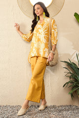 mustard rayon blend floral printed co ord sets