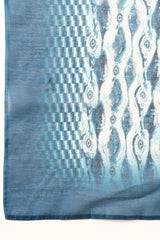 blue cotton ethnic motifs printed yoke design suit set