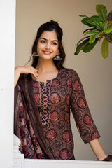 multi rayon blend floral printed straight trouser suit set