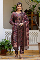 multi rayon blend floral printed straight trouser suit set