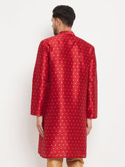 Vastramay - Men's Maroon Zari Weaved Kurta