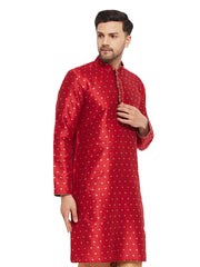 Vastramay - Men's Maroon Zari Weaved Kurta