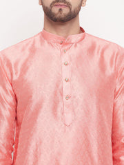 Vastramay - Men's Pink Woven Silk Blend Kurta Pyjama Set