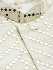 Shrestha By Vastramay - Men's Cream Silk Blend Sherwani Set With Dupatta