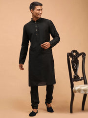 Shrestha By Vastramay - Men's Black Viscose Kurta Pyjama Set