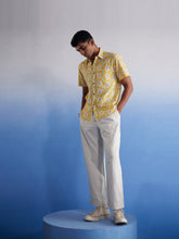 Shvaas By Vastramay - MEN'S YELLOW IKKAT PRINT COTTON SHIRT