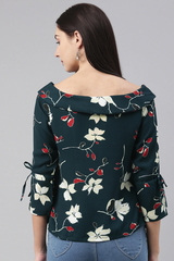 teal georgette floral printed regular top