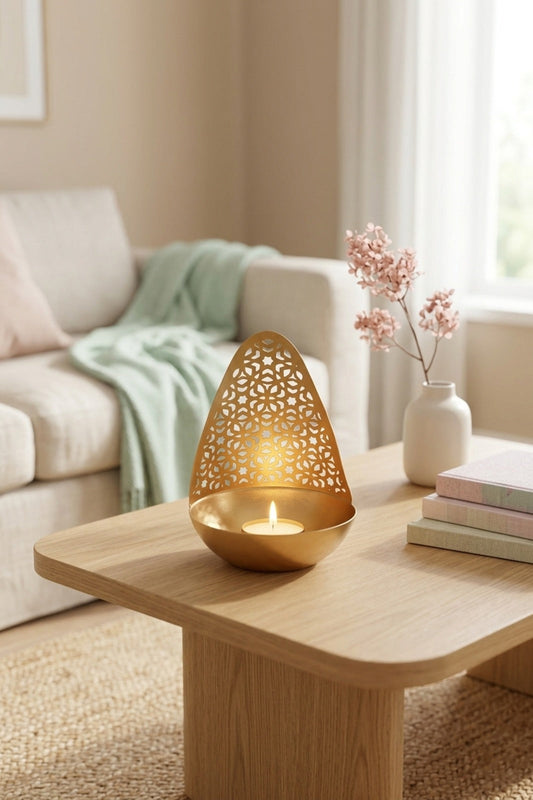 geometric metal tealight candle holder modern gold decorative candle stand for living room dining table home decor diwali decoration gift item copy