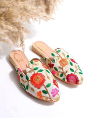 Shoetopia - Ethnic Embroidered Multicolored Mules For Women & Girls