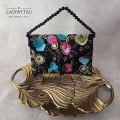 Adwita - Black Multi Flower Flap Bag