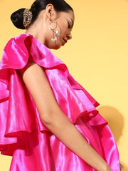 SASSAFRAS - Women Solid Frills Dress