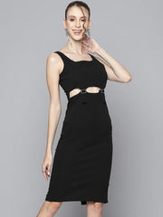 Sassafras - Women Textured Sheath Midi Dress