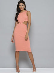 Sassafras - Peach Waist Cutout Bodycon Dress