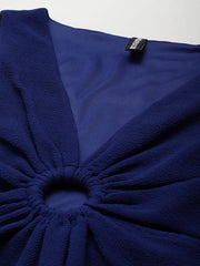 Sassafras - Women Solid Cut-Outs Bodycon Dress, Blue