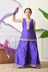 Girls Purple Ethnic Sharara Set with Dupatta Festive Ethnic Wear for Girls