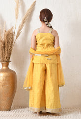 Girls Yellow Ethnic Sharara Set with Dupatta Festive Ethnic Wear for Girls