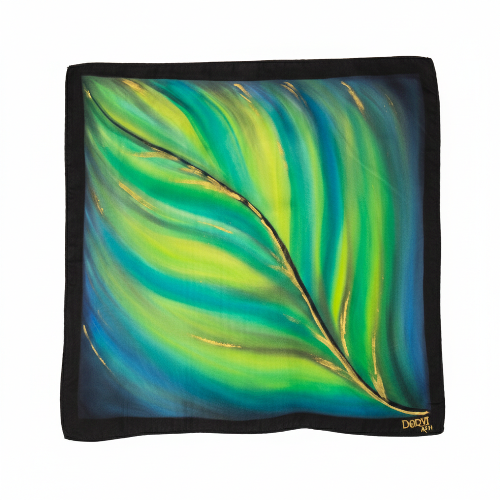 Regal Plume - Hand Painted Pure Silk Petite Square