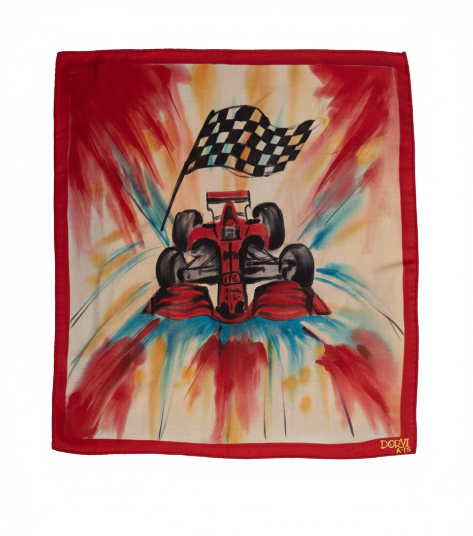 Velocity & Victory - Hand Painted Pure Silk Petite Square