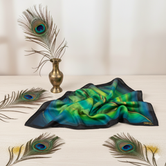 Regal Plume - Hand Painted Pure Silk Petite Square