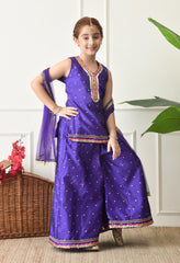 Girls Purple Ethnic Sharara Set with Dupatta Festive Ethnic Wear for Girls