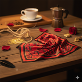 Crimson Pulse - Hand Painted Pure Silk Petite Square