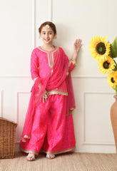 Girls Pink Ethnic Sharara Set with Dupatta Festive Ethnic Wear for Girls