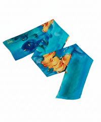 Fire & Water - Hand Painted Pure Silk Trending Twilly