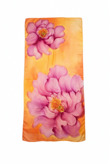 Orange Bloomers - Hand Painted Pure Silk Grand Stole