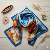 Shoreline Solitude - Hand Painted Pure Silk Petite Square